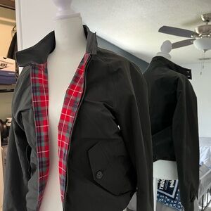 Men's Black Jacket with Red Plaid Lining Brand ~ Baracuta